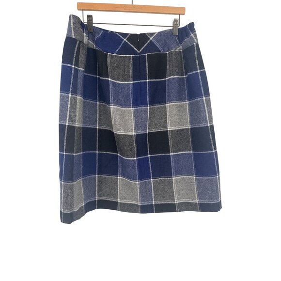 Talbots Womens Plaid Wool Blend Skirt size 14W plus Blue Gray plaid - Picture 3 of 5